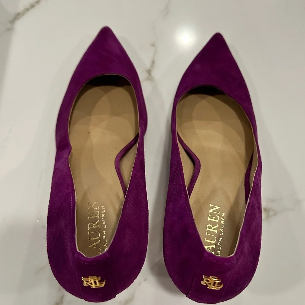 Lauren Ralph Lauren Lanette Pink Suede Pointed-Toe Heels Size 8.5 - Picture 5 of 6